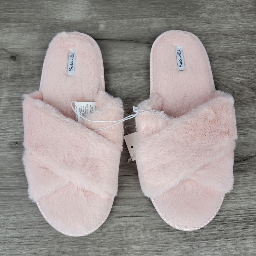 Splendid Faux Fur Criss-cross Slippers - Picture 2 of 7